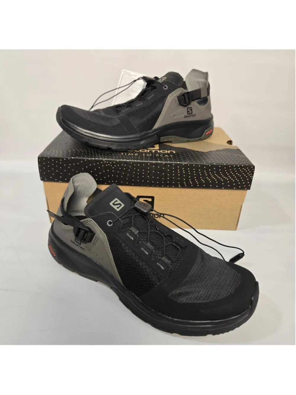 Salomon Techamphibian 4 Water Shoes Men's 10 Black Gray Quicklace Trail Hiking